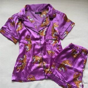 Nasty Gal Purple Tiger-Print Pajama Set